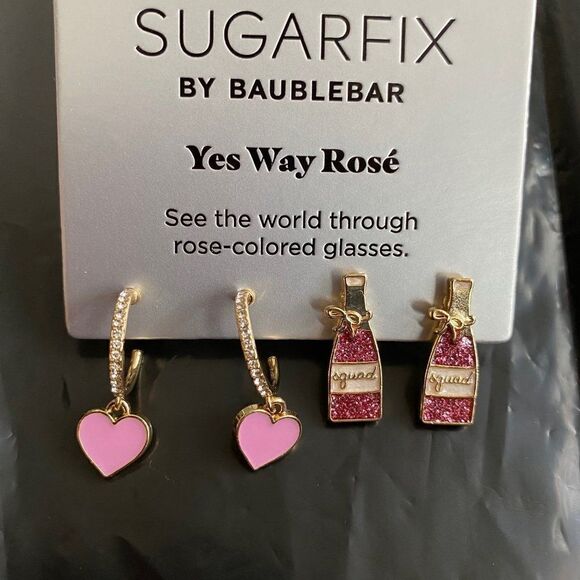 Sugarfix by BaubleBar Yes Way Rose Two Sets Earrings NWT - Picture 1 of 2
